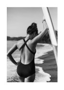 Woman With Surfboard By The Ocean | Crea tu propio cartel
